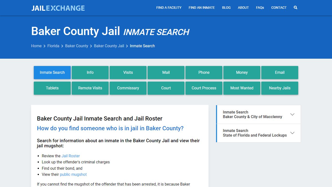 Inmate Search: Roster & Mugshots - Baker County Jail, FL - Jail Exchange